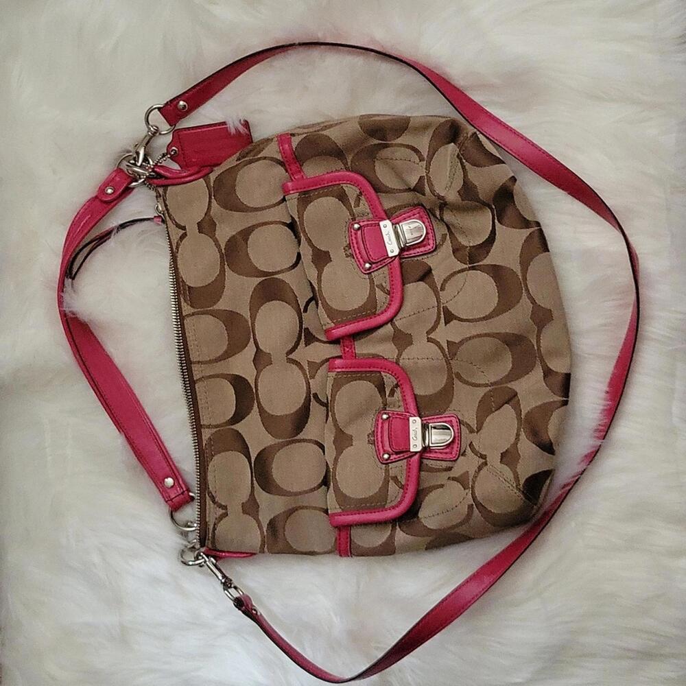 Coach Signature Pink and Brown Shoulder/Crossbody Bag